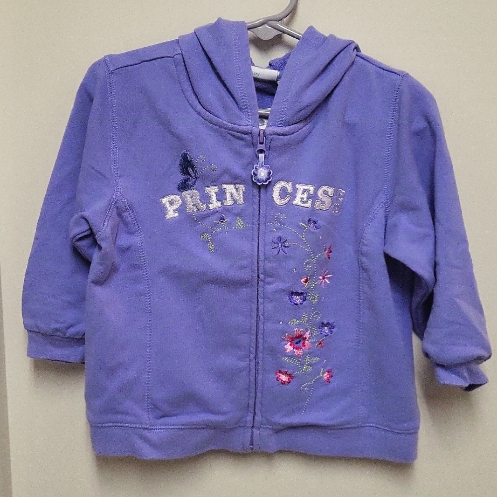Sonoma Lt Purple Terry Zipper Embroidered Princess Sweatshirt